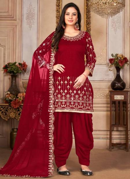 Red Colour Aanaya Vol 143 New Latest Designer Festive Wear Art Silk Salwar Suit Collection 4304